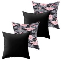 Kit 4 Capa de Almofada 40 x 40 Malha com Zíper Lisa e Estampada
