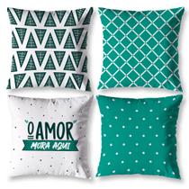 Kit 4 Capa de Almofada 40cm x 40cm Decorativas Estampadas Digital Coloridas Sala Sofá Quarto
