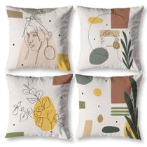 Kit 4 Capa De Almofada 40cm X 40cm Modernas Decorativas Estampadas Coloridas Sala Sofá Quarto