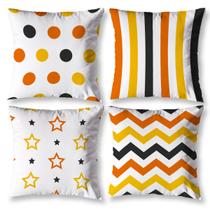 Kit 4 Capa de Almofada 40cm x 40cm Modernas Decorativas Estampadas com Zíper Sala Sofá Quarto