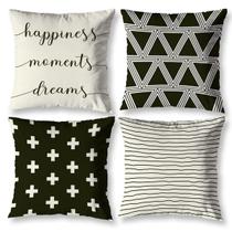 Kit 4 Capa de Almofada 40cm x 40cm Modernas Decorativas Estampadas com Zíper Sala Sofá Quarto