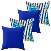 Kit 4 Capa De Almofada 40X40 Malha Com Zíper Lisa Estampada