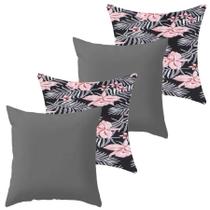 Kit 4 Capa De Almofada 40X40 Malha Com Zíper Lisa Estampada