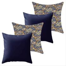 Kit 4 Capa De Almofada 40X40 Malha Com Zíper Lisa Estampada