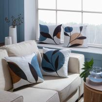 Kit 4 Capa de Almofada 43 x 43 Estampada Folhagens Oxford Jolitex