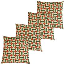 Kit 4 Capa De Almofada Belize Geométrica Laranja Impermeável 45cmx45cm