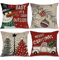 Kit 4 Capa De Almofada Decoração Feliz Natal Festas Noel