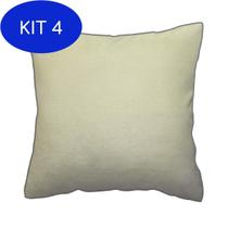 Kit 4 Capa De Almofada Decorativa Em Veludo Off White 60X60