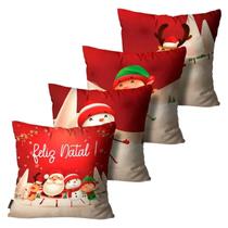 Kit 4 capa de almofada Decorativa Feliz Natal Alta Qualidade