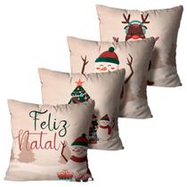 Kit 4 capa de almofada Decorativa Feliz Natal Alta Qualidade