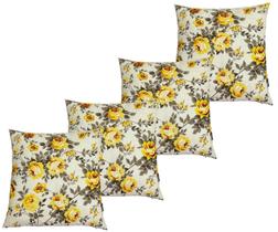 Kit 4 Capa de Almofada Floral Amarela Impermeável Zíper Invisível 45cmx45cm Kit 4 Capa de Almofada Floral Amarela Impermeável Zíper Invisível 45cmx45cm