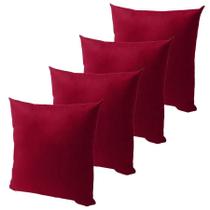 Kit 4 Capa De Almofada Suede 45 X 45 Com Zíper Veludo Liso