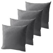 Kit 4 Capa De Almofada Suede 45 X 45 Com Zíper Veludo Liso