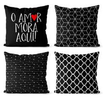 Kit 4 capa de almofadas decorativas geométrica pb