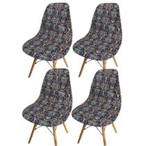Kit 4 Capa de Cadeira Charles Eames Eiffel Pé Palito Malha Estampada