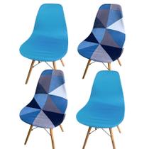Kit 4 Capa de Cadeira Charles Eames Eiffel Pé Palito Malha Mista