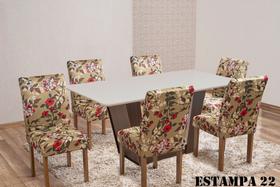 Kit 4 Capa De Cadeira Jantar Malha Suplex Estampada Com Elastico Resistente