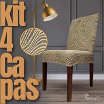 Kit 4 Capa de Cadeira Linha Premium Imperial Persa - Marrom/Areia Kit 4 Capa de Cadeira Linha Premium Imperial Persa - Marrom/Areia