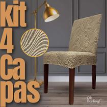 Kit 4 Capa de Cadeira Linha Premium Imperial Persa - Marrom/Areia Kit 4 Capa de Cadeira Linha Premium Imperial Persa - Marrom/Areia