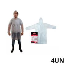 Kit 4 Capa De Chuva Descartável Transparente Unisex Pronta Entrega