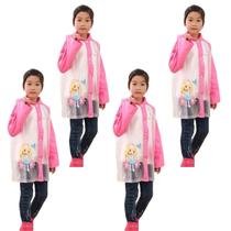 kit 4 Capa de chuva infantil para menina menino com capuz e bolsos pvc reforçada escolha a sua