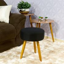 Kit 4 Capa De Puff Premium Luxo Redondo Preto