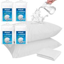 Kit 4 Capa Impermeável de Travesseiro Com Ziper 100% Algodão Fronha Protetora Anti Acaro Grande Branco - Trisoft
