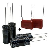 Kit 4 Capacitor Bipolar 47uf 100v Driver Corneta + 2 Capacitor Poliéster 2m2x250v S.Tweeter 225j 250v