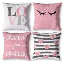 Kit 4 Capas Almofada 40cm X 40cm Zíper Invisível Decorativa Moderna Estampada Digital