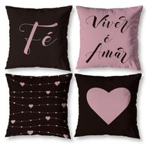 Kit 4 Capas Almofada 40cm X 40cm Zíper Invisível Decorativa Moderna Estampada Digital