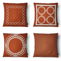 Kit 4 Capas Almofada Círculos 43x43cm Microfibra Caramelo