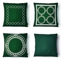 Kit 4 Capas Almofada Círculos 43x43cm Microfibra Verde