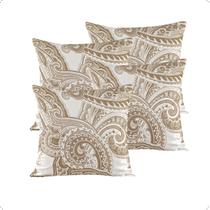 Kit 4 Capas Almofada Estampada Line 45 x 45cm Malaga Hipercal 180 Fios Sofá Tons