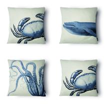 Kit 4 Capas Almofada Fundo do Mar 2 43x43cm Microfibra