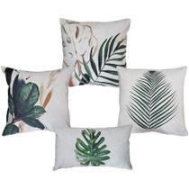 Kit 4 Capas Almofada Natureza Plantas Folhagens Formas 45x45 Linho Kit 4 Capas Almofada Natureza Plantas Folhagens Formas 45x45 Linho