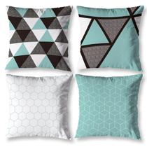 Kit 4 Capas Almofada Para Sala 40Cm X 40Cm Estampadas Verde