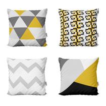 Kit 4 Capas Almofadas Amarelas Decorativas Para Sofá 40X40