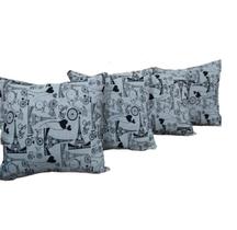 Kit 4 Capas Almofadas Decorativas Jacquard Estampado Paris 3