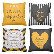 Kit 4 Capas Almofadas Frases Decorativas Estampadas 40X40Cm