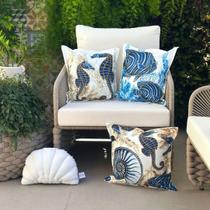 Kit 4 Capas Almofadas Impermeáveis Área Externa Fundo do Mar c/ Concha