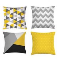 kit 4 capas almofadas roxo geométrico 40x40