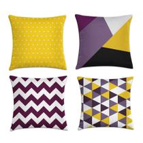 Kit 4 Capas Almofadas Roxo Geométrico 45X45 Kit 4 Capas Almofadas Roxo Geométrico 45X45