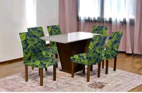 Kit 4 Capas Cadeira Floral Malha C/ Elástico Malha Gel Estampa 07