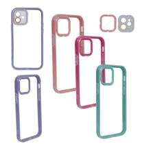 Kit 4 Capas Case Transparente Com Borda Compatível Iphone 12