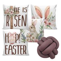 Kit 4 Capas de Almodas Decorativas e 1 Almofada de Nó