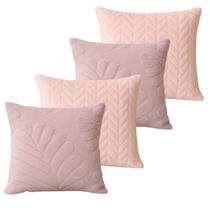 Kit 4 Capas de Almofada 2 Cancun Aveludada e 2 Luxo Aveludada Rosa bebê Kit 4 Capas de Almofada 2 Cancun Aveludada e 2 Luxo Aveludada Rosa bebê