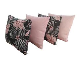 Kit 4 Capas de Almofada 40 x 40 Malha Gel Helanca com Zíper Estampadas e Lisas Decoração