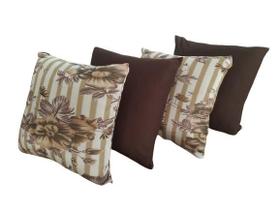 Kit 4 Capas de Almofada 40 x 40 Malha Gel Helanca com Zíper Estampadas e Lisas Decoração