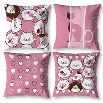 Kit 4 Capas de Almofada 40cm Estampada Gatinhos Invisível Kit 4 Capas de Almofada 40cm Estampada Gatinhos Invisível
