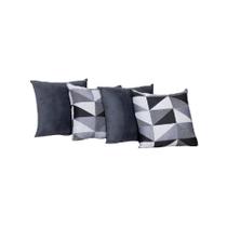 Kit 4 Capas de Almofada 40cm x 40cm Jacquard Estampada Suede Lisa